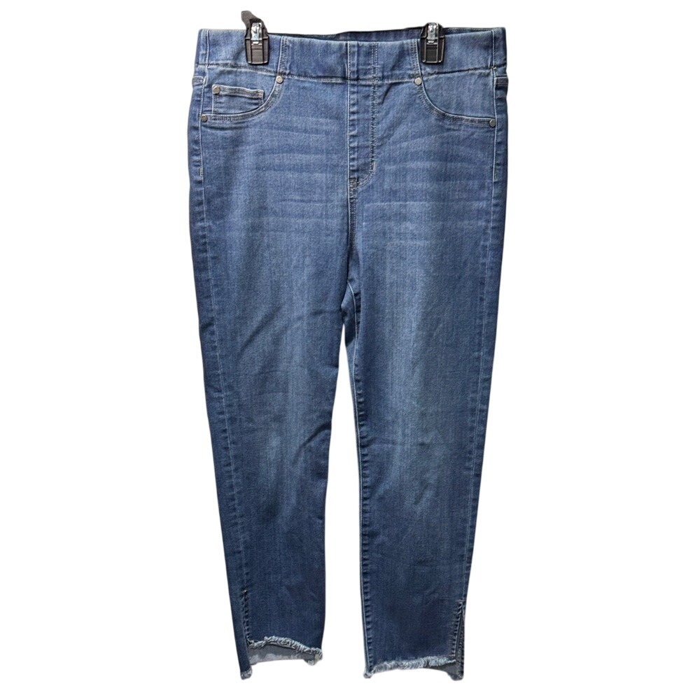 Liverpool Los Angeles The Skinny Crop Jeans Medium Wash Frayed Hem Women's 10/30